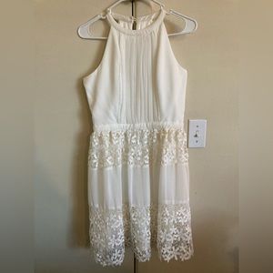 Francesca’s Collection White High Neck Lace Dress, Size Small